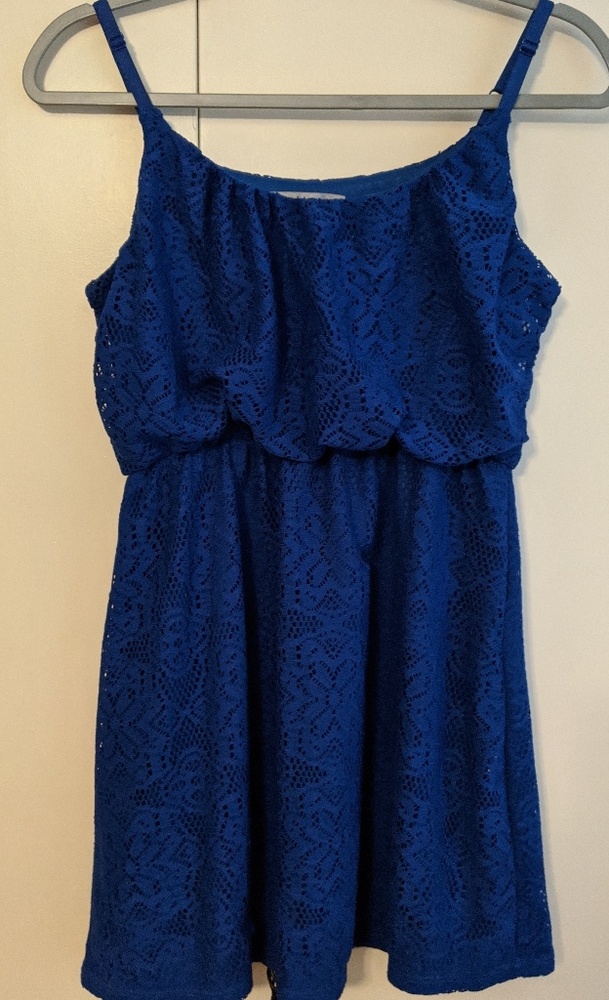 Blue lace mini dress